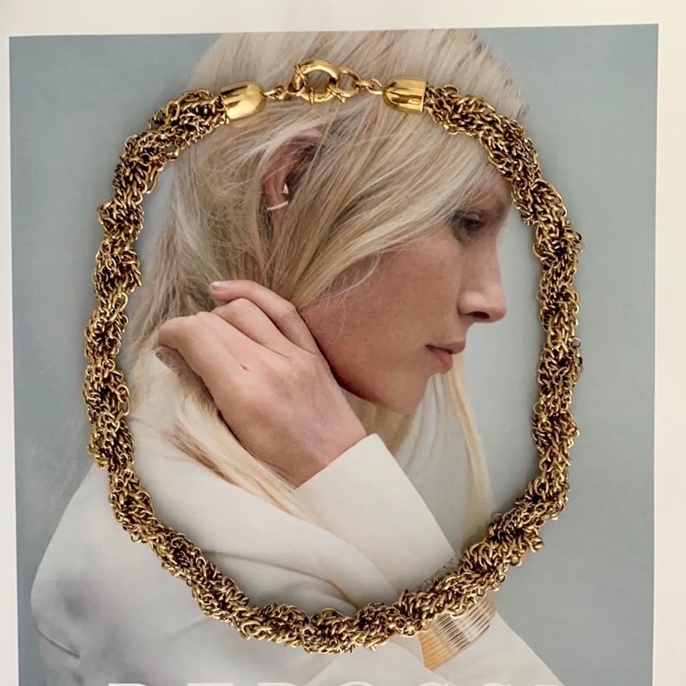 14k gold plated, twisted rope chain necklace